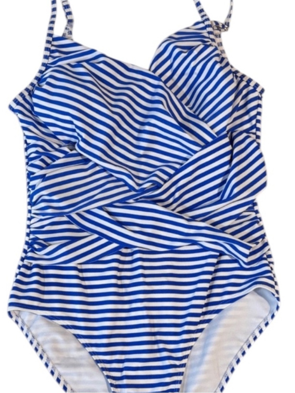 Nicole Miller Studio blue stripe belly coverage bathing suit M